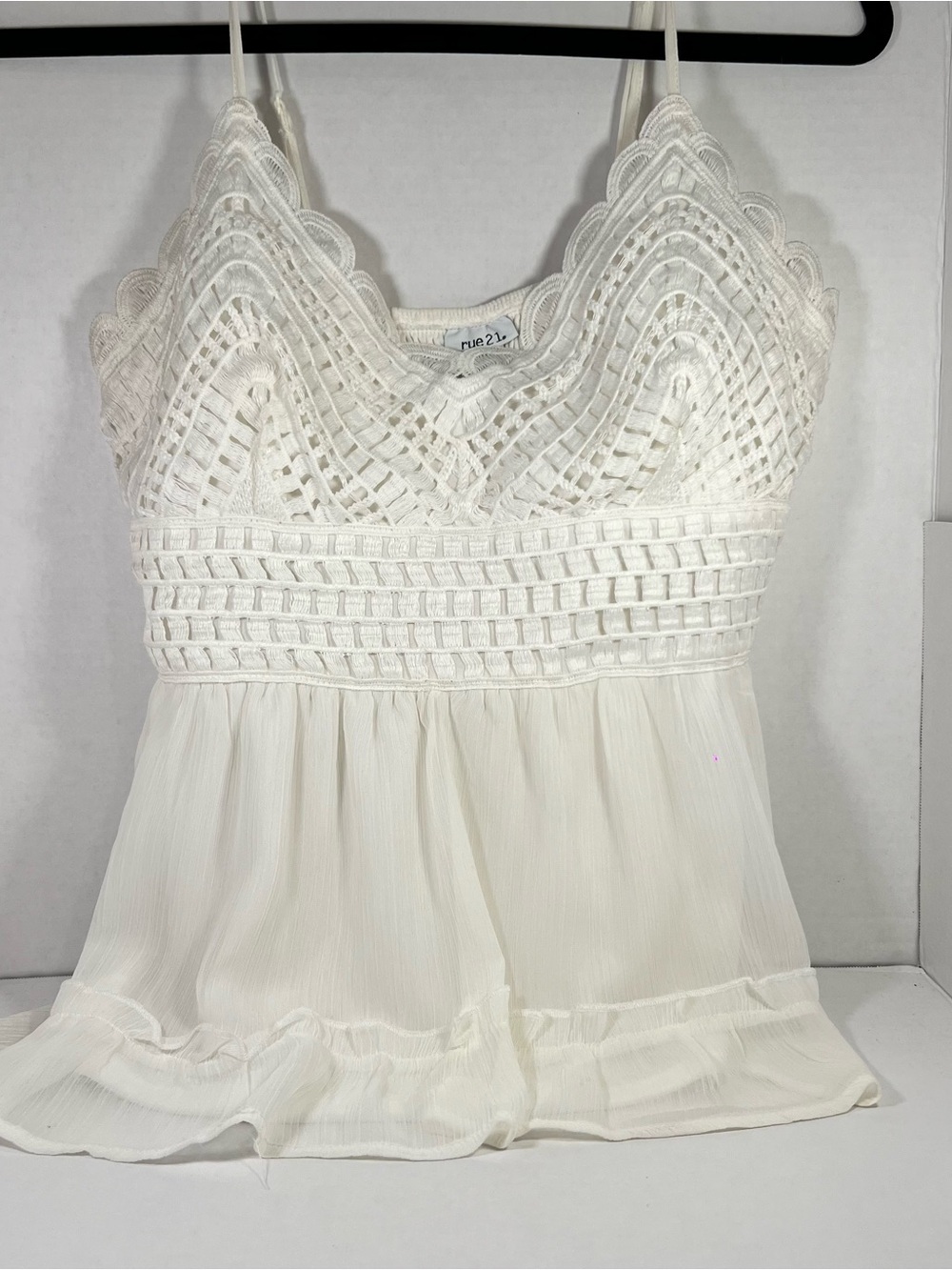 Rue21 Coquette/ Fairycore Ivory Off White Crochet Lace Camisole Tank Sz Small